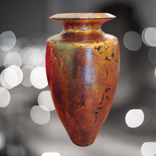 BEN-2003 Vase, Turned Wood with Silver Leaf Finish $200 at Hunter Wolff Gallery